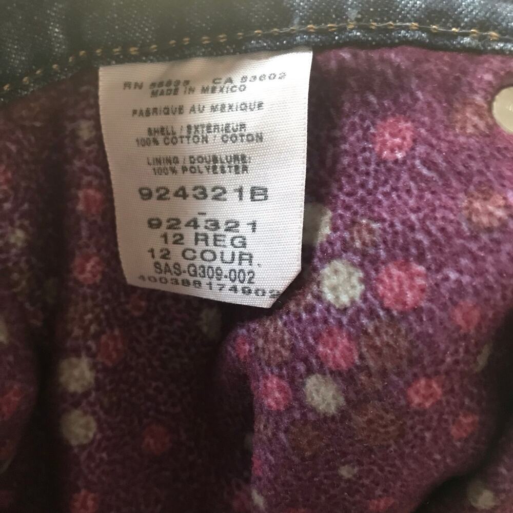 Cabela's Flannel Lined Purple Polka Dot Jeans Women’s Size 12 R - Picture 6 of 7